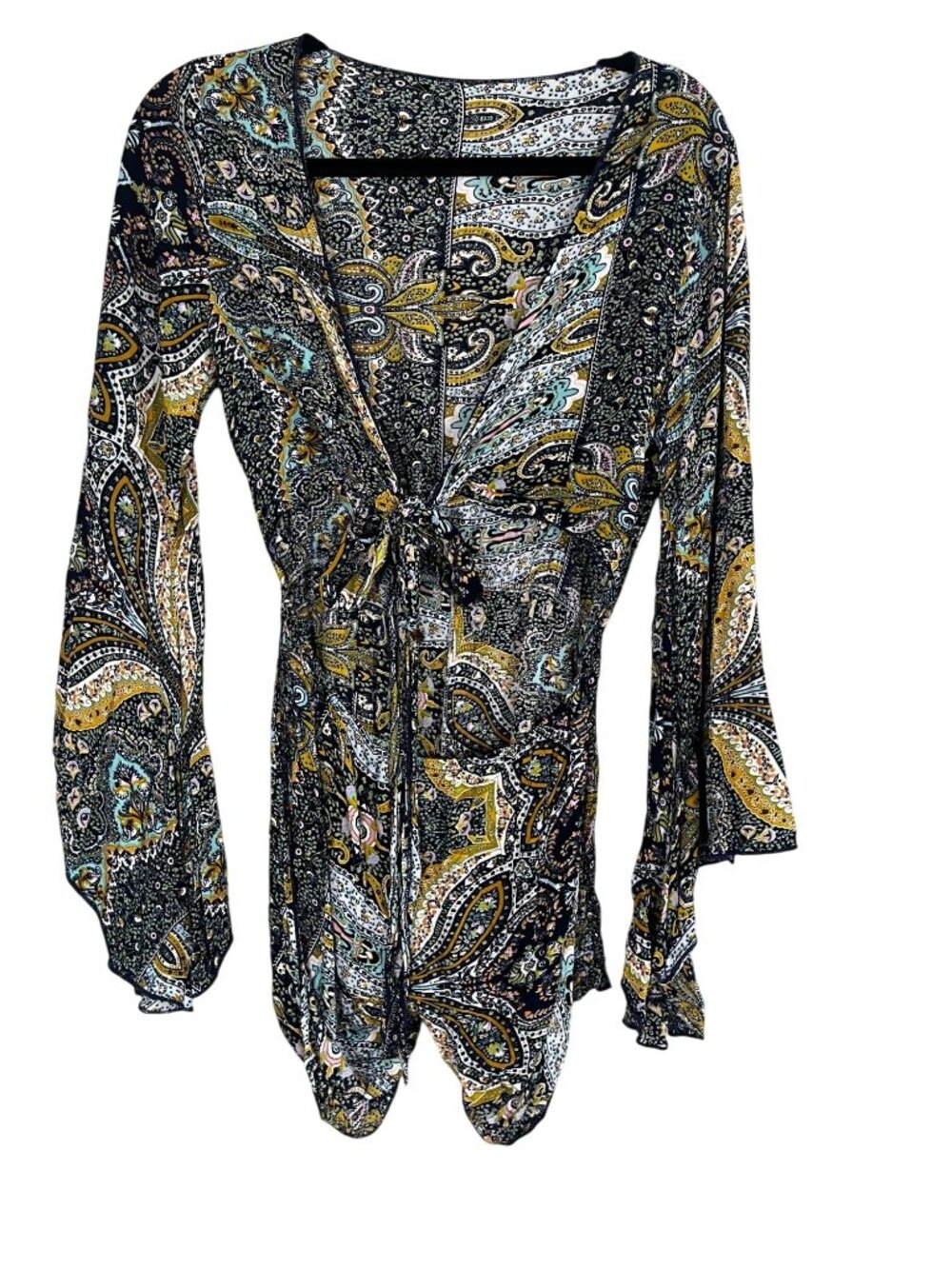 Colorful Floral Romper Blue M Boho Indie Y2K Festival Feminine Romantic Fairy